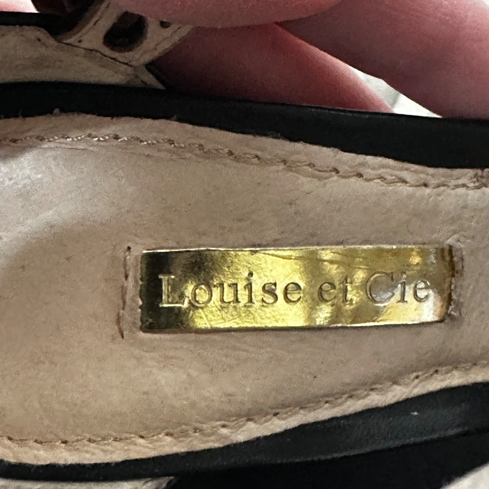 Louise‎ et Cie Heels Sandals Leather Perforated Stiletto Black 7.5 - Picture 3 of 9